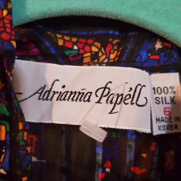 Vintage Adrianna Papell stained glass printed silk blouse size 6 - Picture 7 of 12